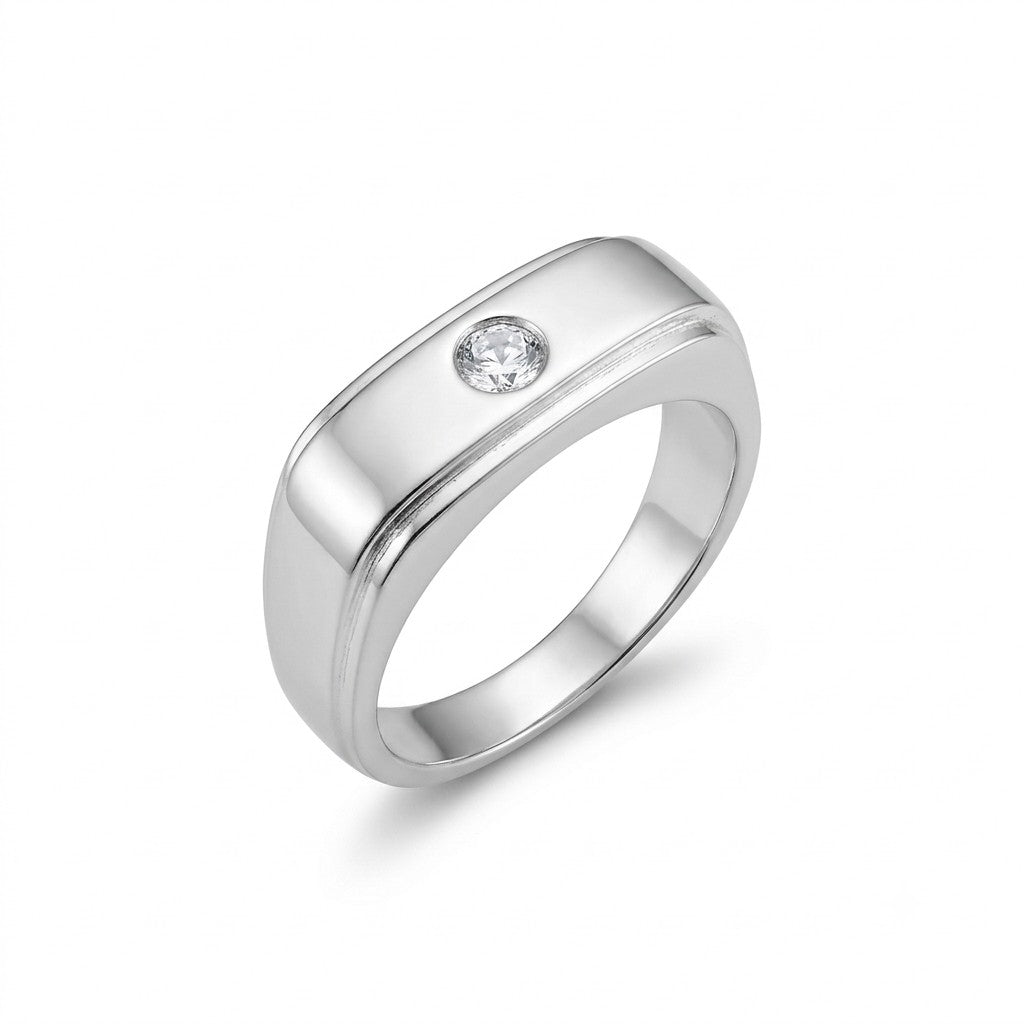 Silver Cushion Solitaire Ring
