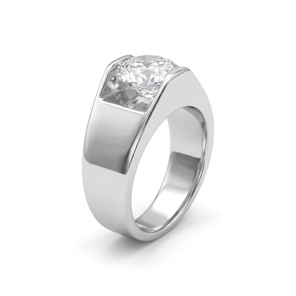 Silver Angular Flush Set Ring