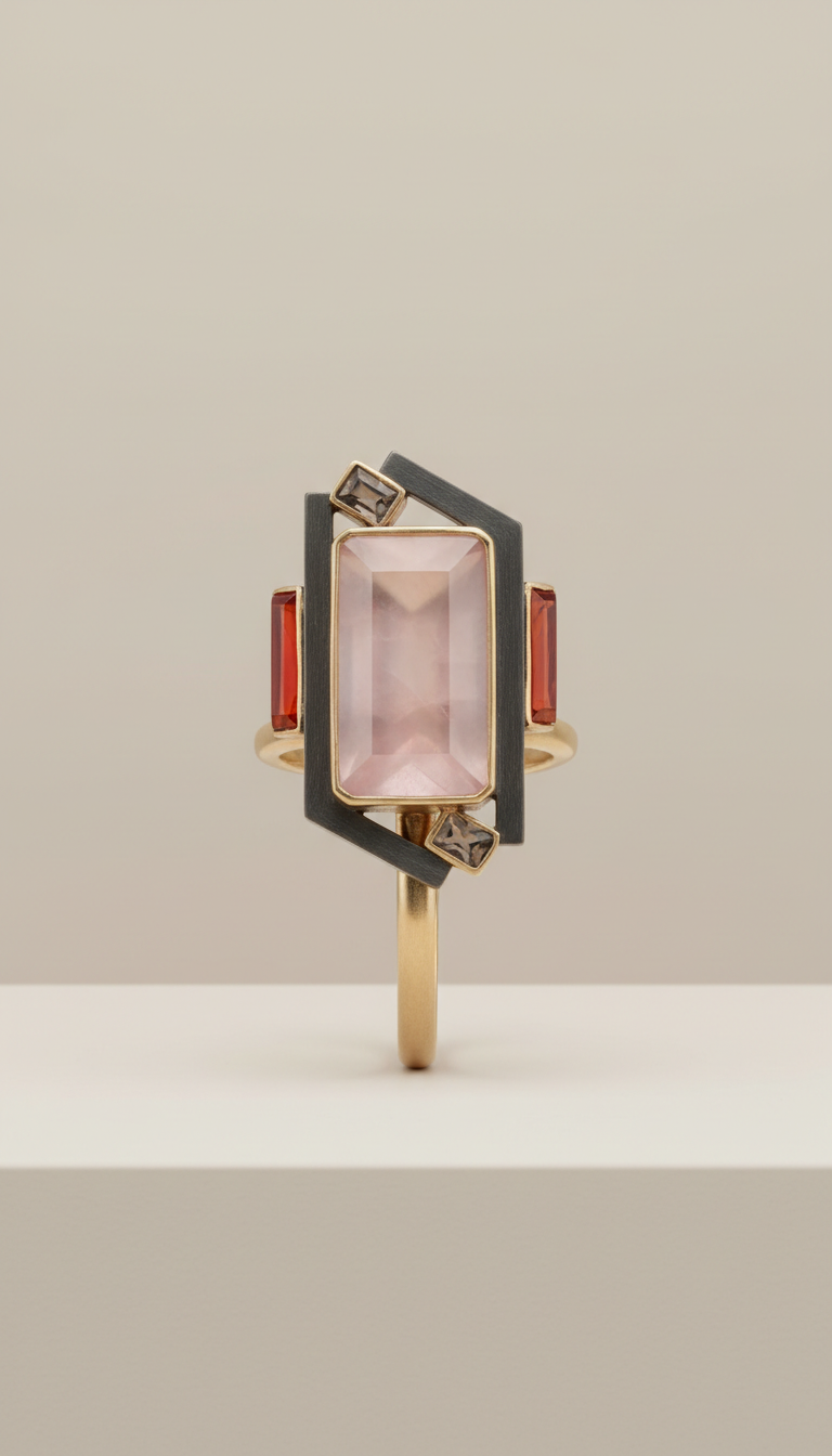 Architectural Semi-Precious Stone Ring
