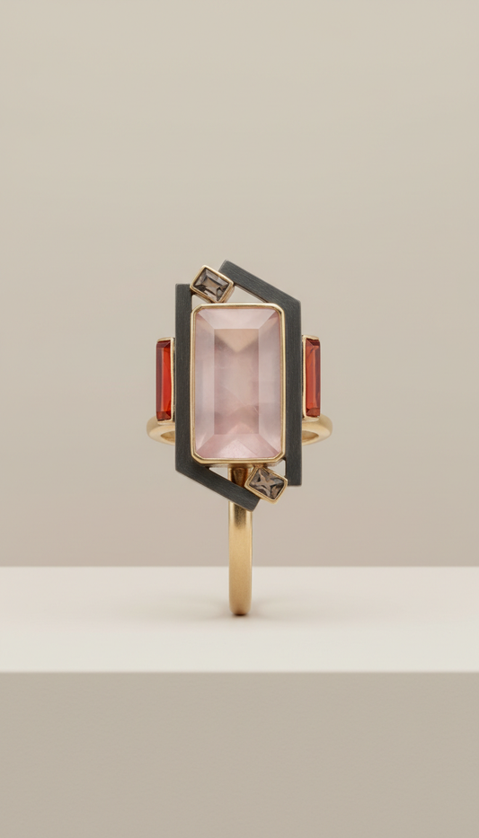 Architectural Semi-Precious Stone Ring