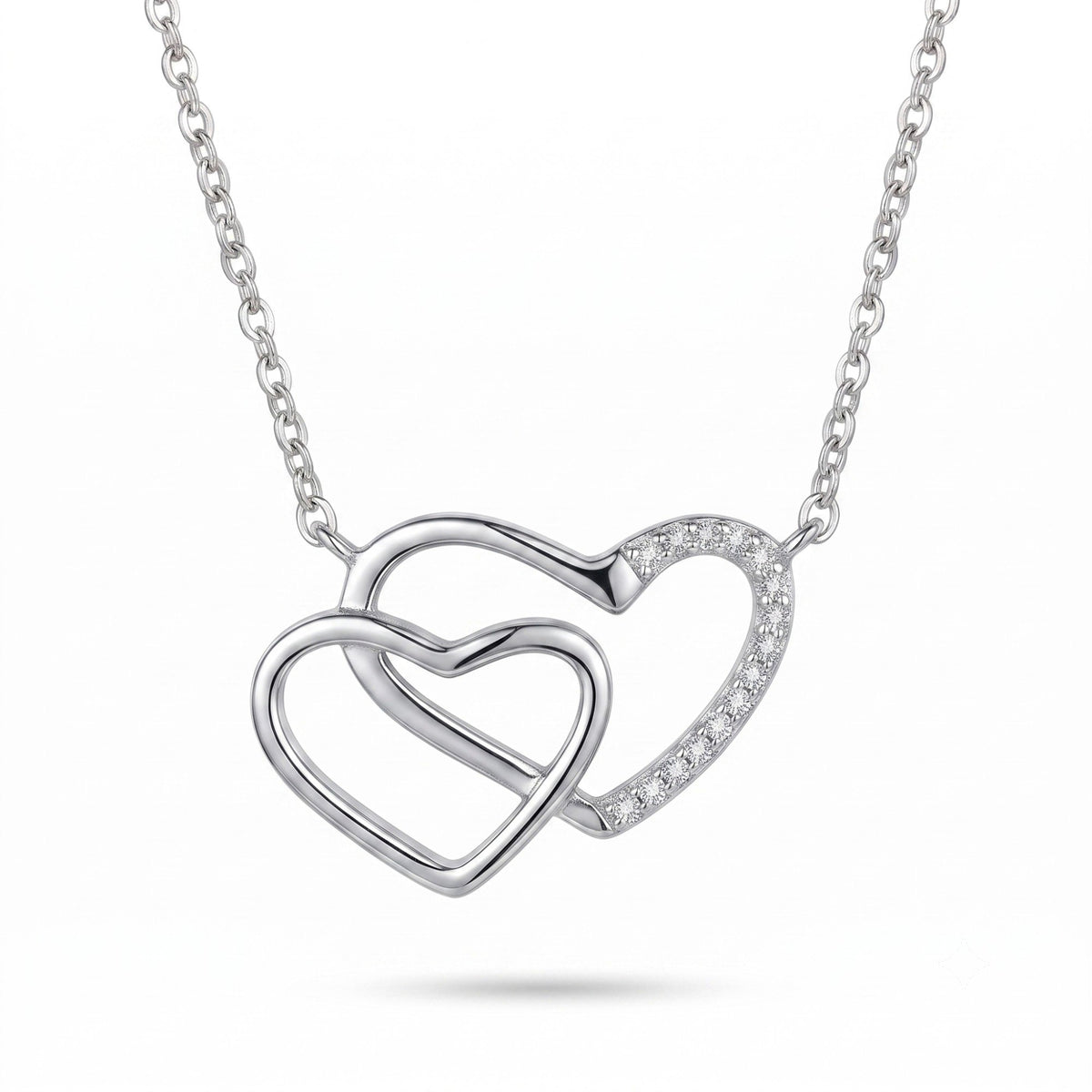 Silver Interlocking Hearts Necklace