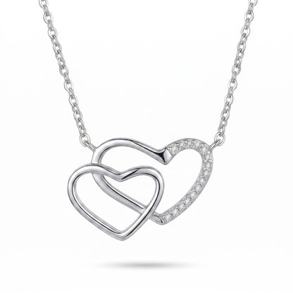 Silver Interlocking Hearts Necklace