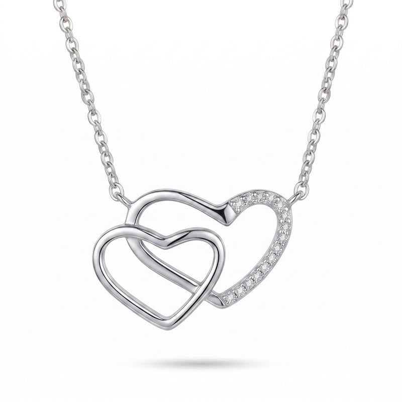 Silver Interlocking Hearts Necklace