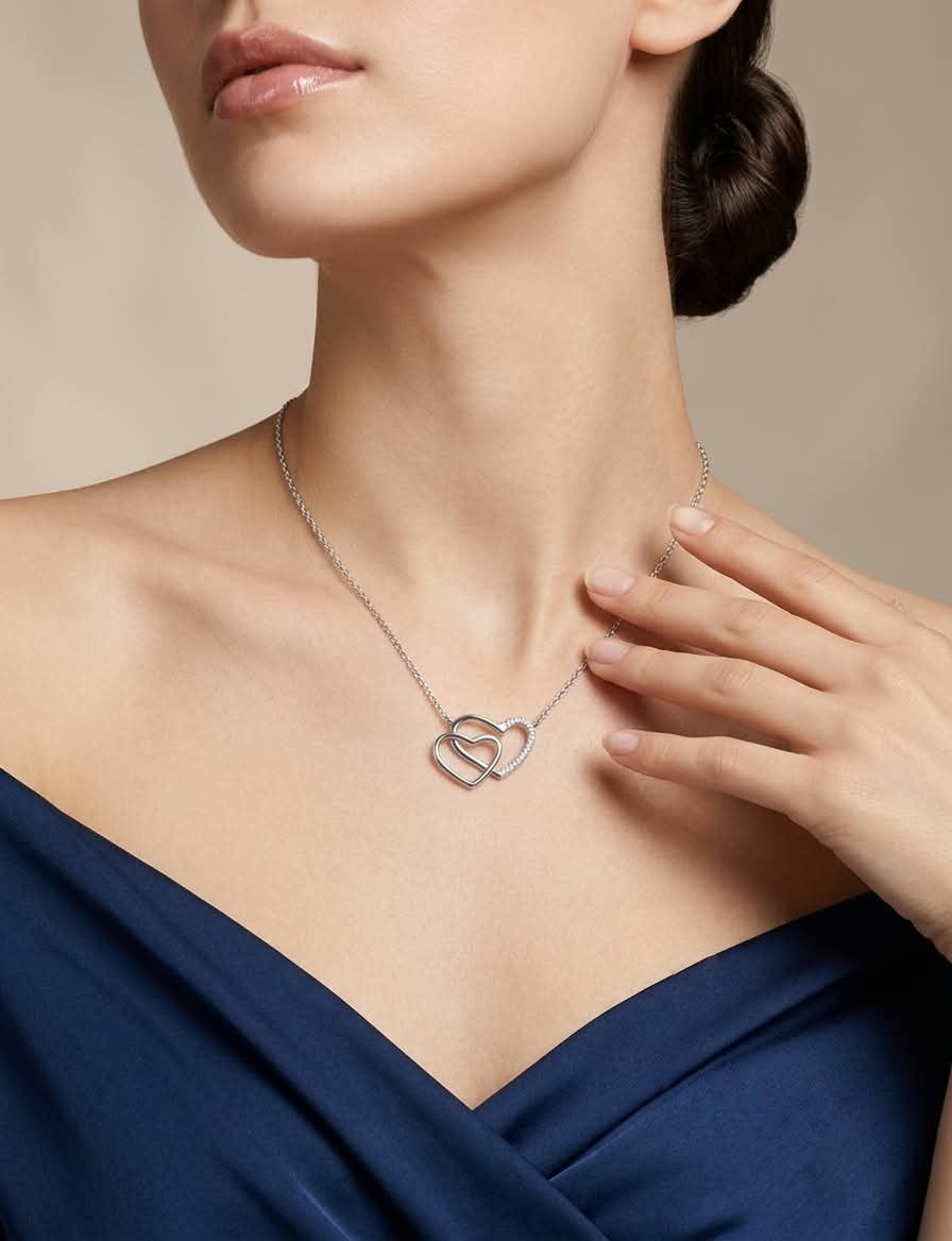 Silver Interlocking Hearts Necklace
