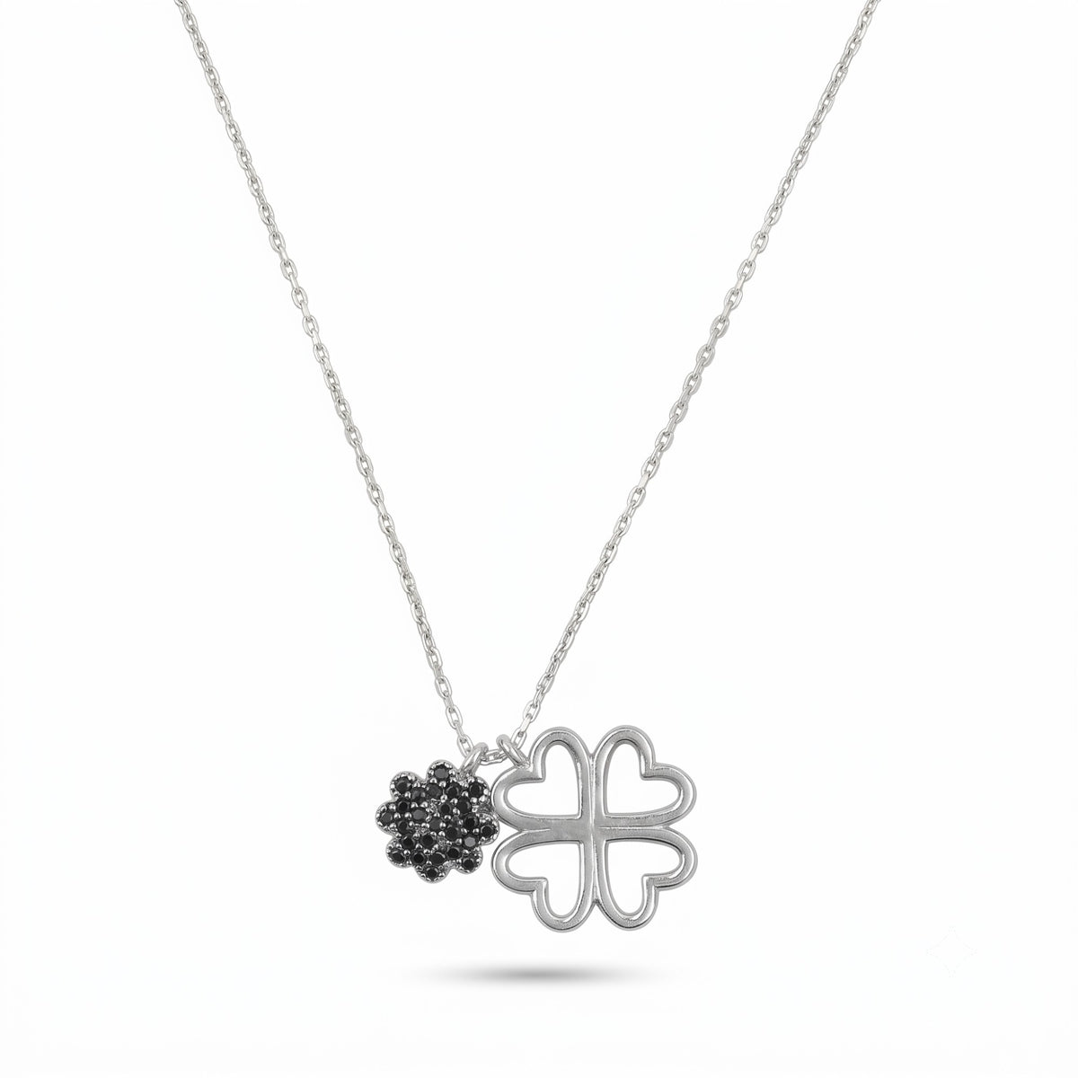 Silver Dual Clover Necklace