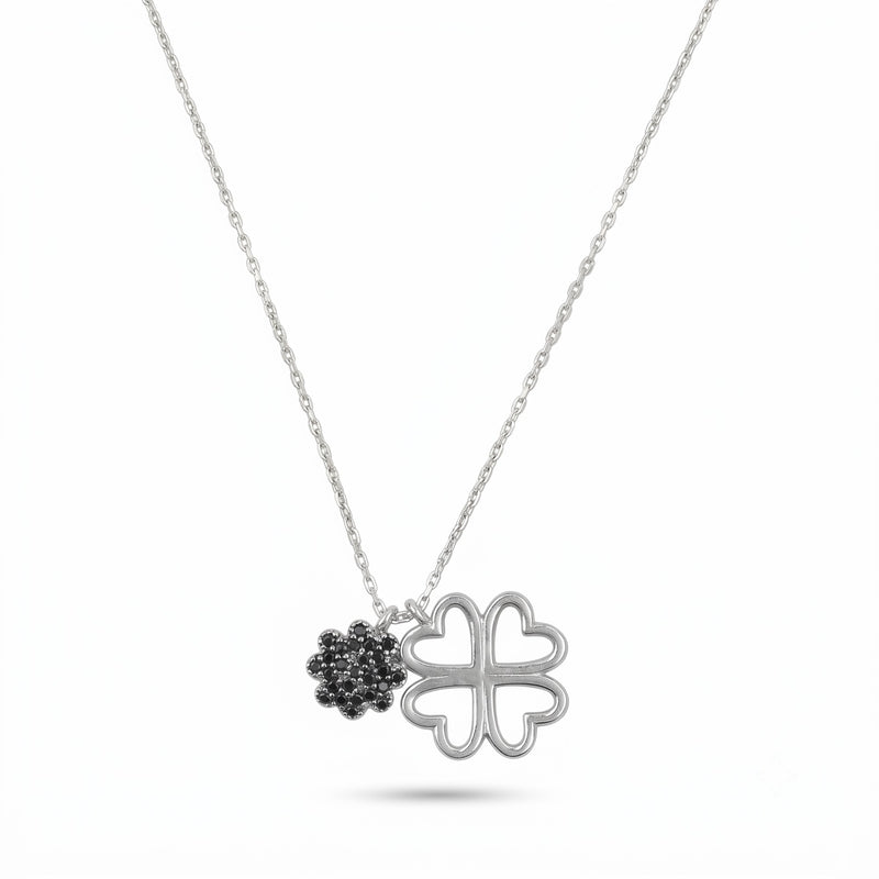 Silver Dual Clover Necklace