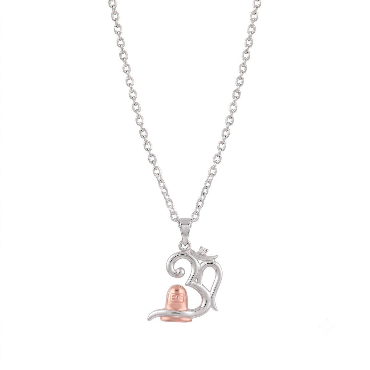 Silver Two-Tone Om Shiva Lingam Necklace