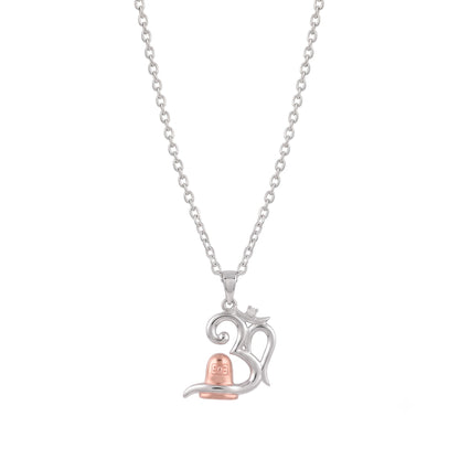 Silver Two-Tone Om Shiva Lingam Necklace