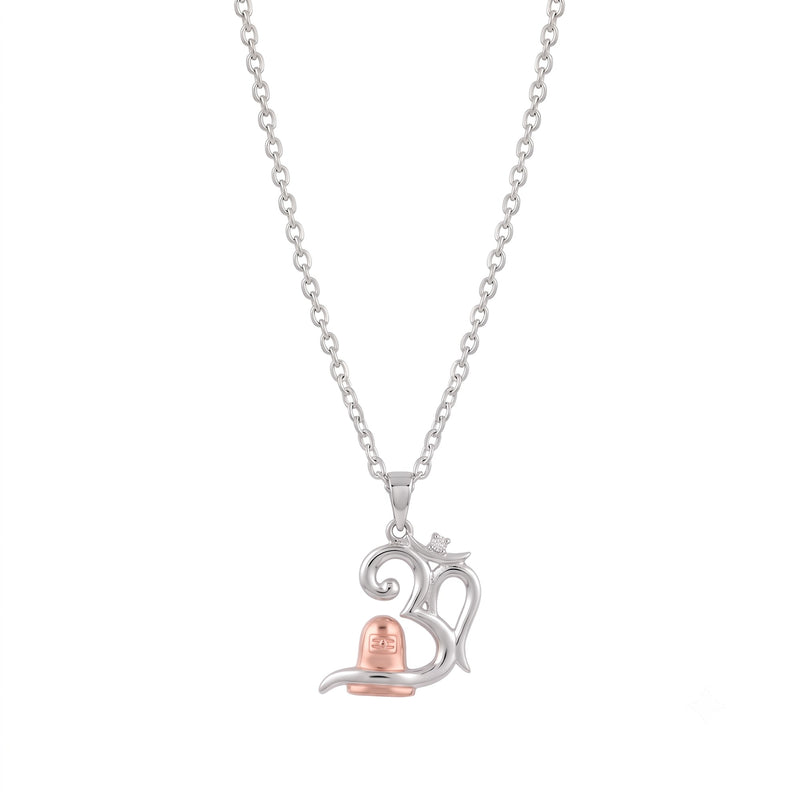 Silver Two-Tone Om Shiva Lingam Necklace