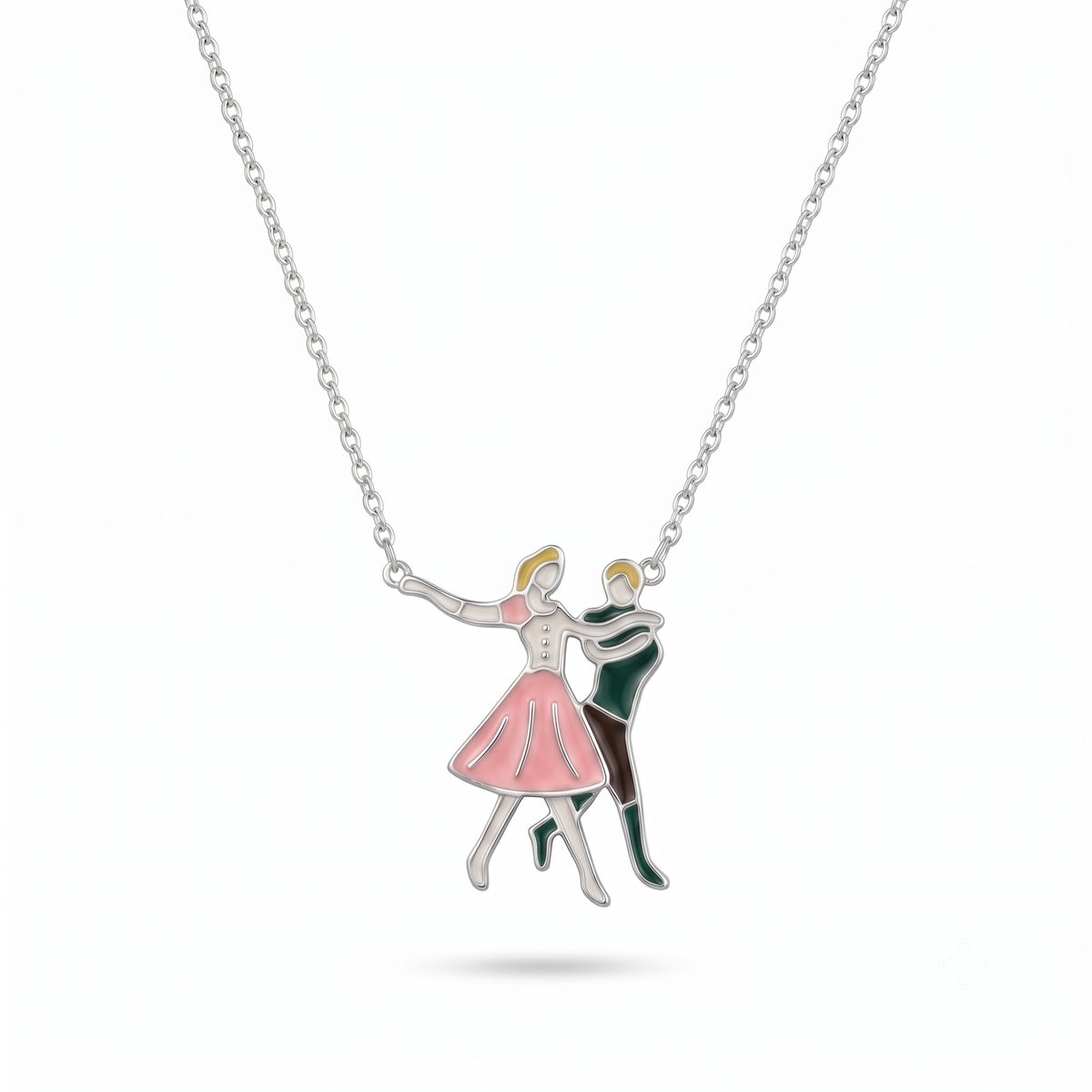 Silver Dancing Couple Necklace