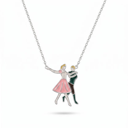 Silver Dancing Couple Necklace