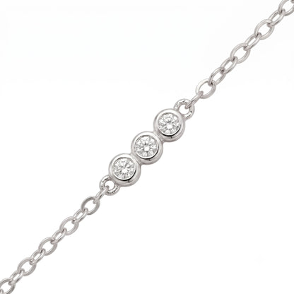 Silver Floral Lariat Necklace