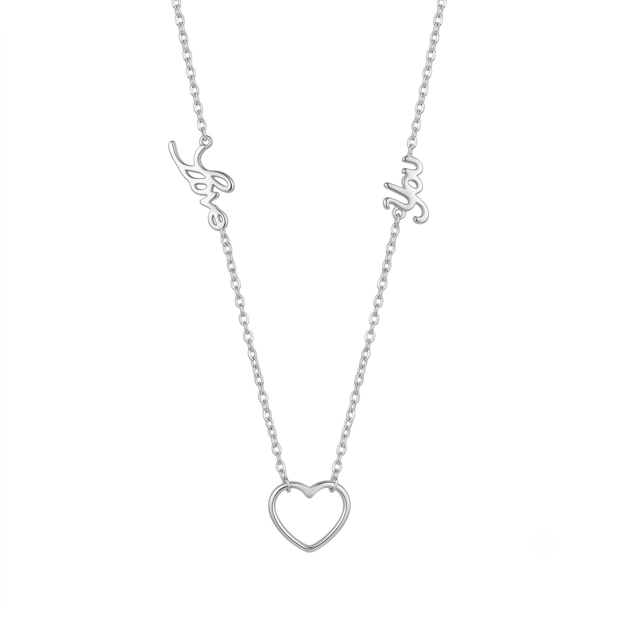 Silver Love You Heart Necklace