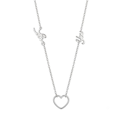 Silver Love You Heart Necklace