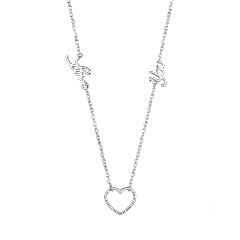 Silver Love You Heart Necklace