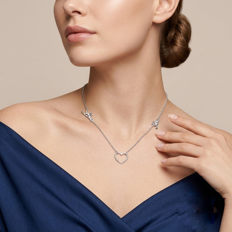 Silver Love You Heart Necklace