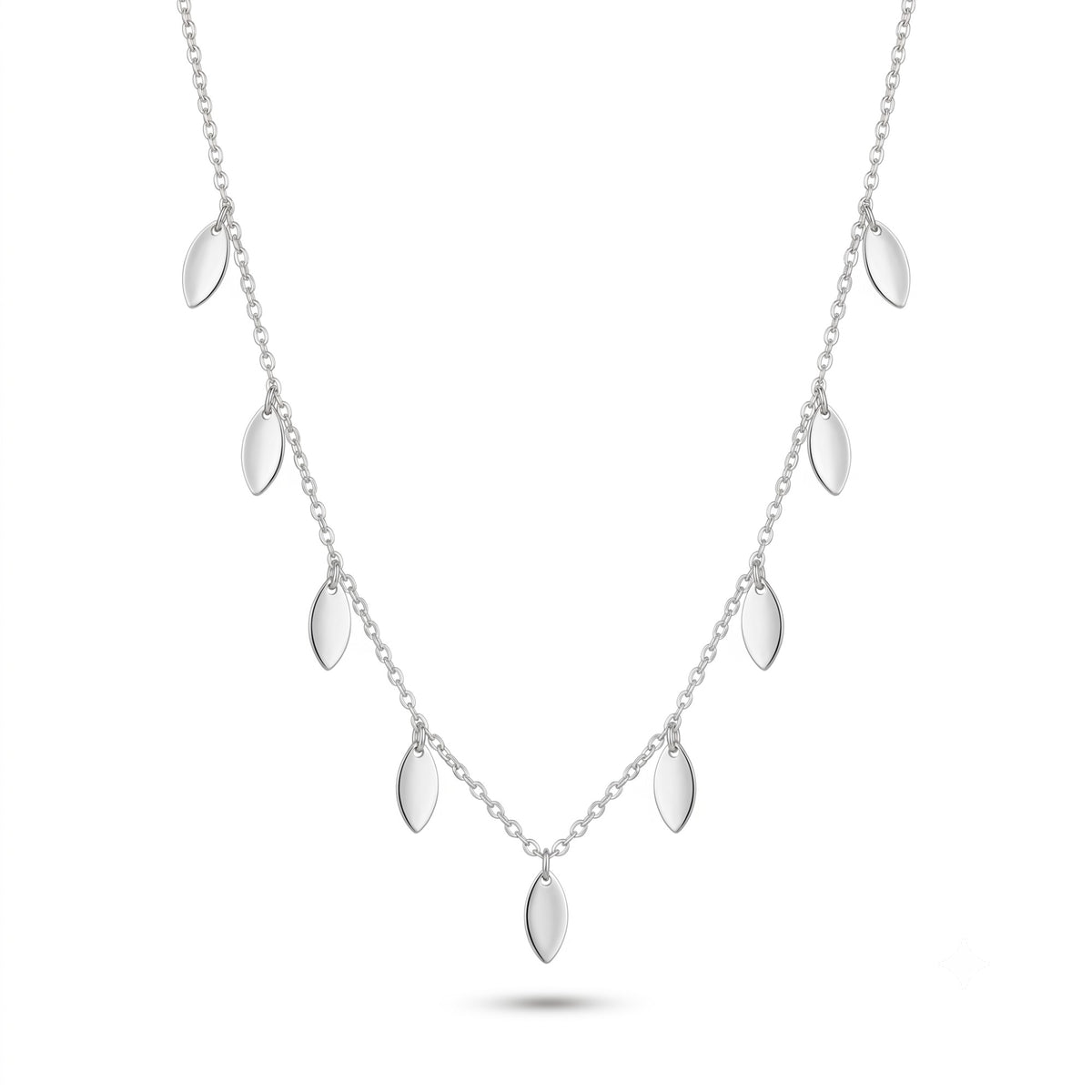 Silver Leaf Drop Necklace