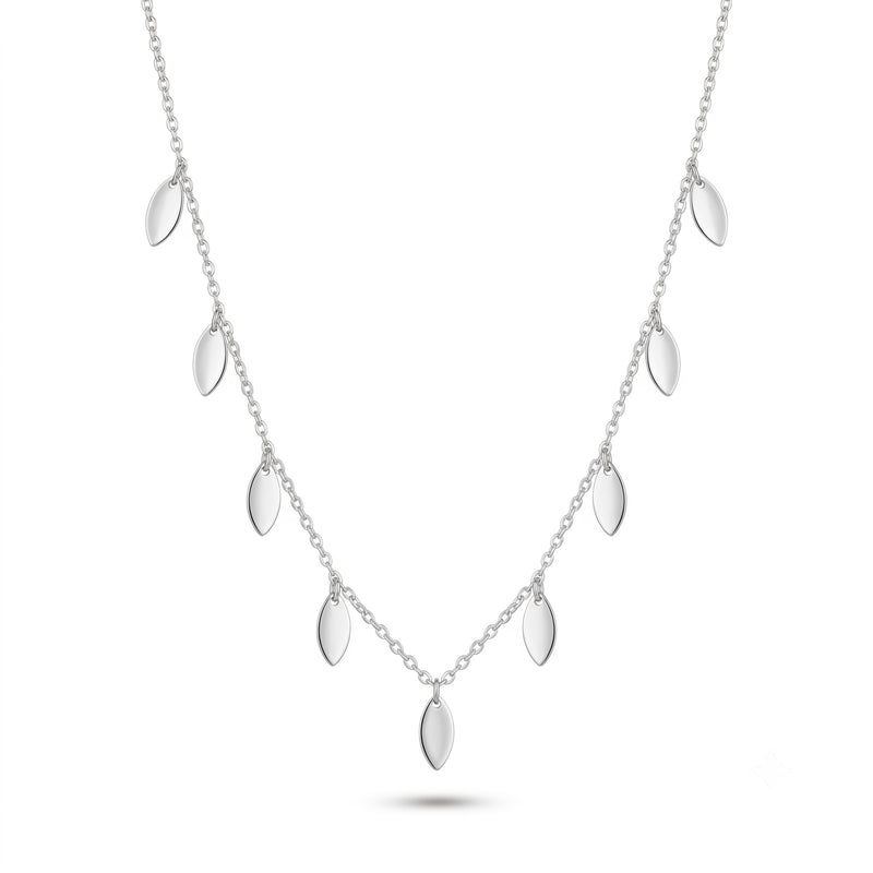 Silver Leaf Drop Necklace