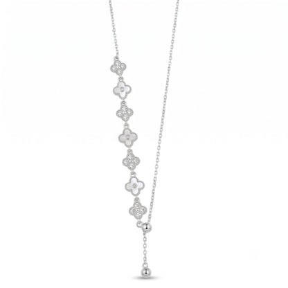 Silver Clover Lariat Necklace
