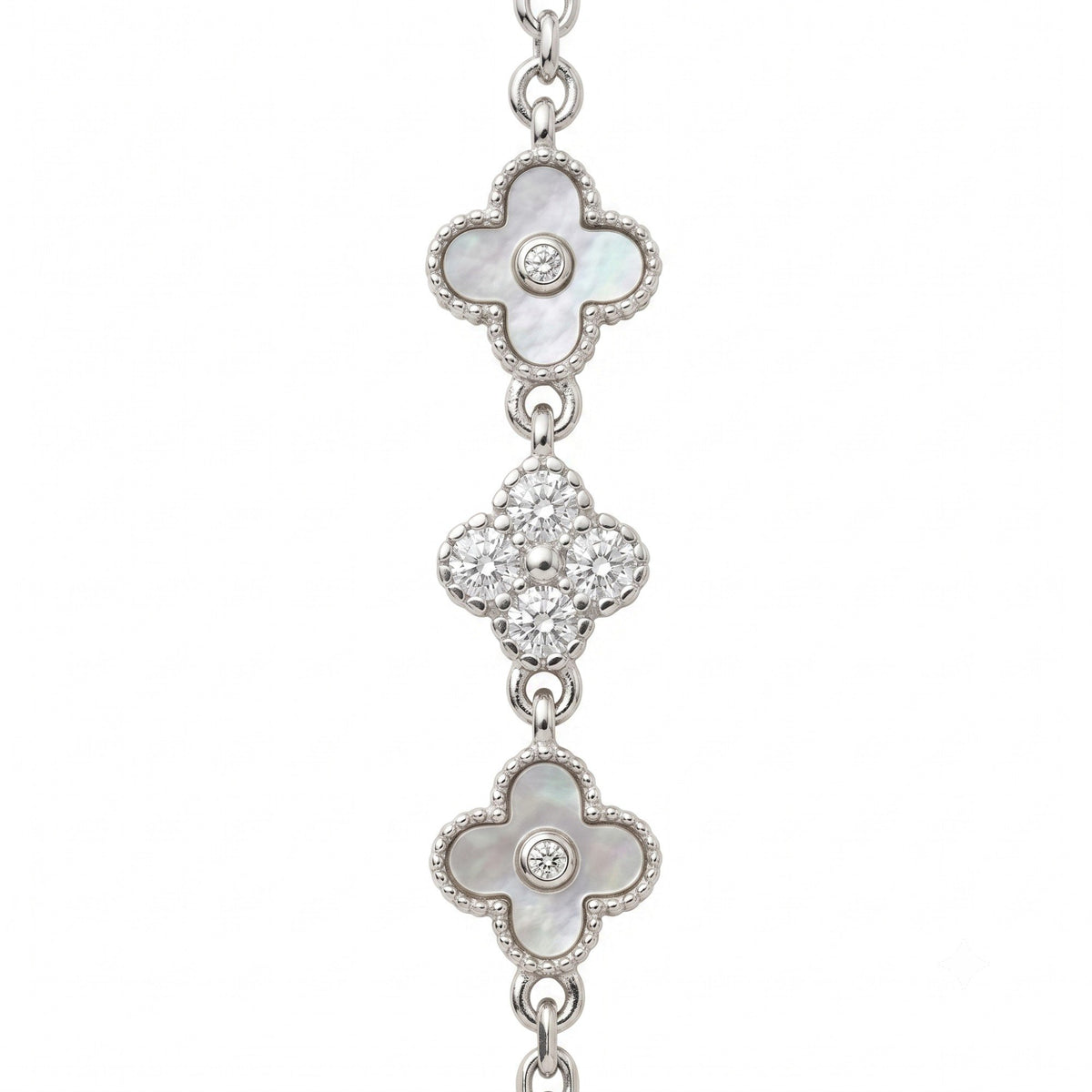 Silver Clover Lariat Necklace