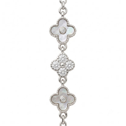 Silver Clover Lariat Necklace