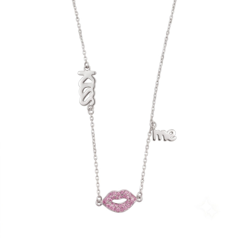 Silver Kiss Me Necklace