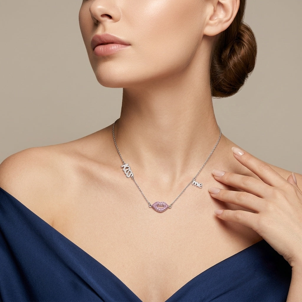 Silver Kiss Me Necklace