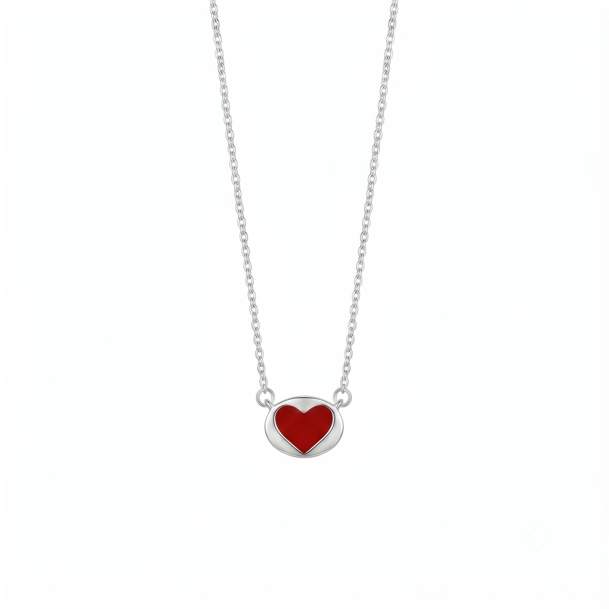 Silver Red Heart Necklace