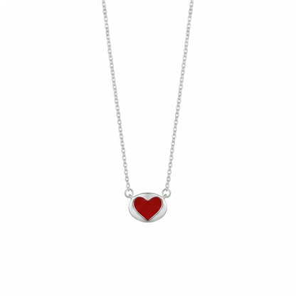 Silver Red Heart Necklace