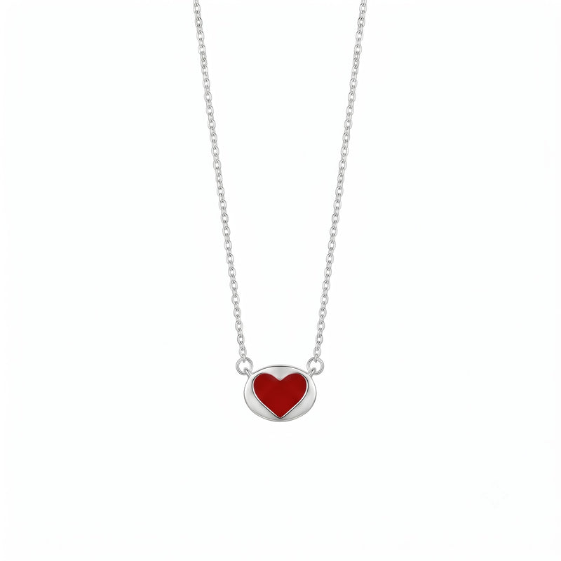Silver Red Heart Necklace