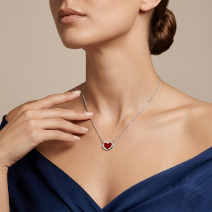 Silver Red Heart Necklace