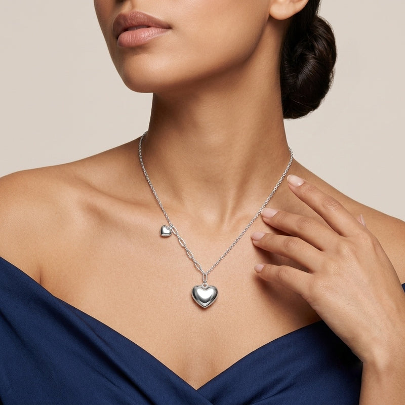 Silver Dual Heart Necklace