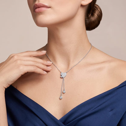 Silver Heart Lariat Necklace