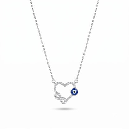 Silver Infinity Heart Evil Eye Necklace