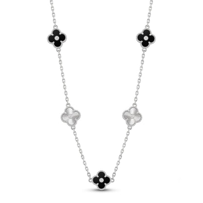 Silver Black Clover Necklace