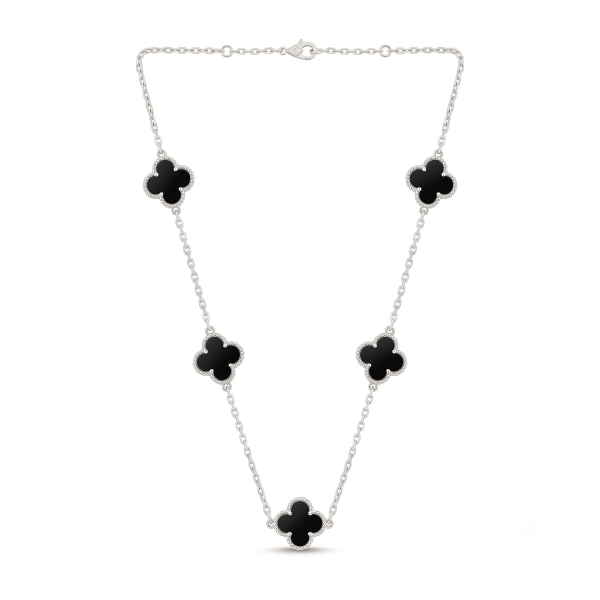 Silver Black Clover Necklace