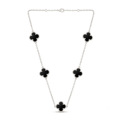 Silver Black Clover Necklace