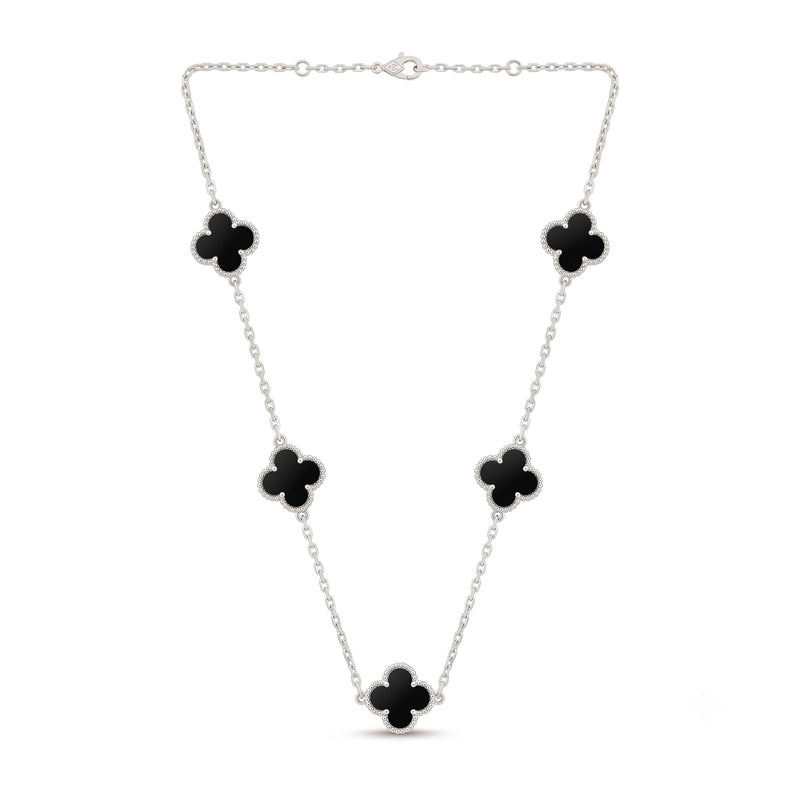 Silver Black Clover Necklace
