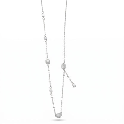 Silver Cube Station Necklace