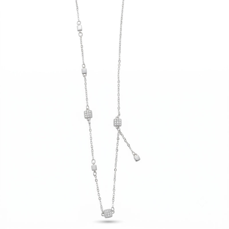 Silver Cube Station Necklace