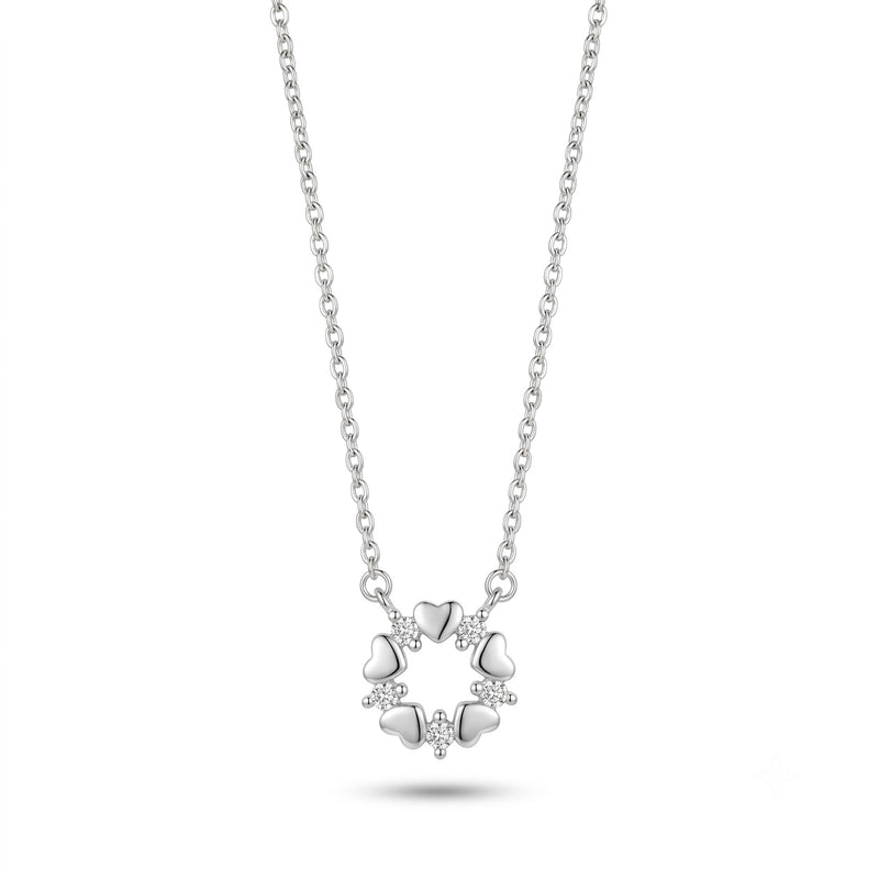 Silver Heart Wreath Necklace