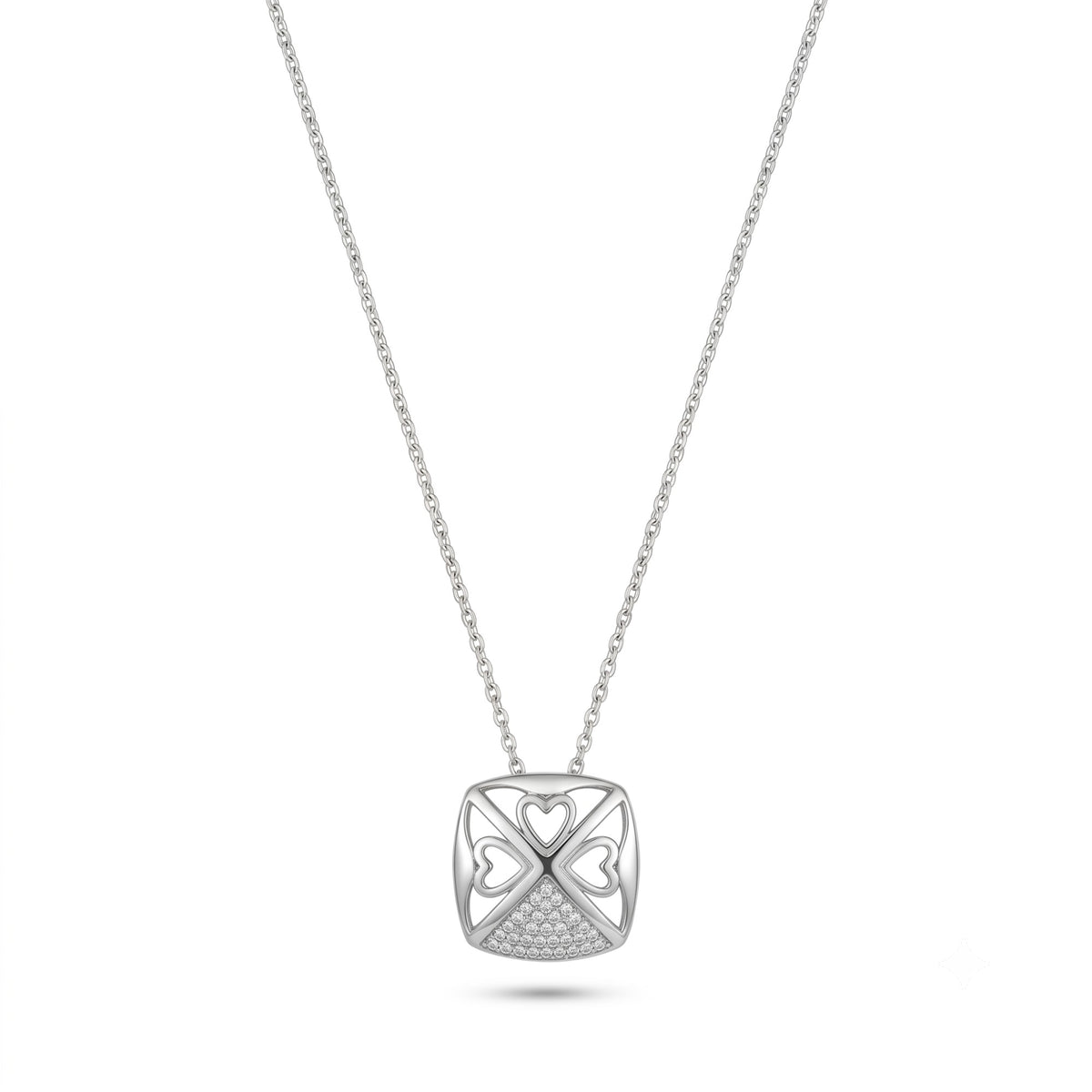 Silver Geometric Heart Necklace