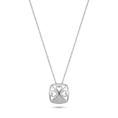Silver Geometric Heart Necklace