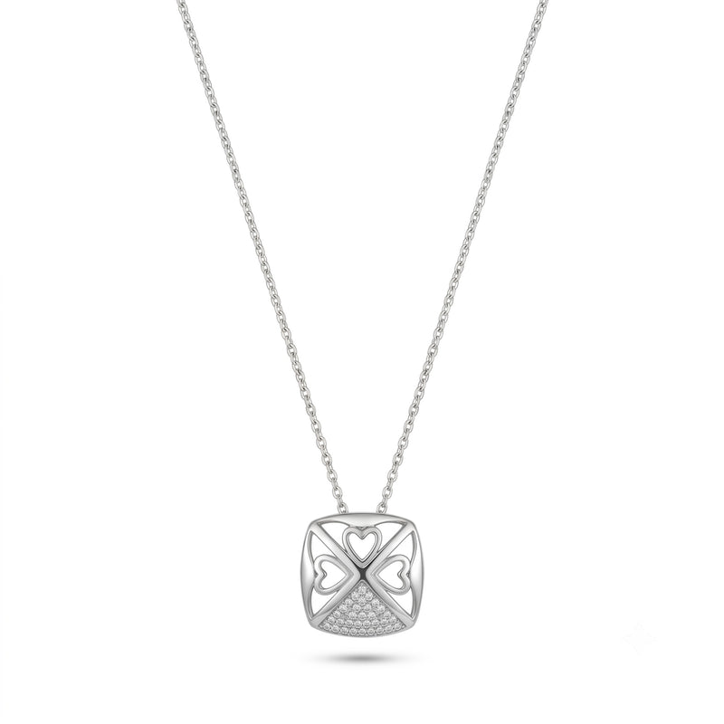 Silver Geometric Heart Necklace