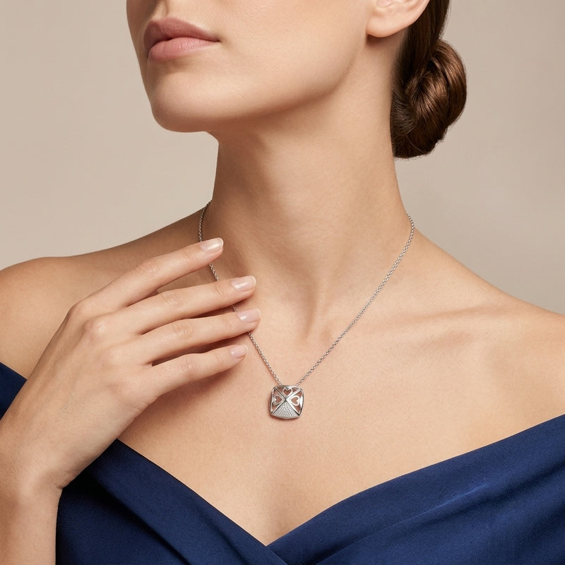 Silver Geometric Heart Necklace