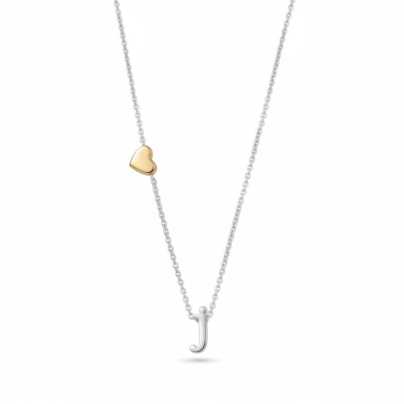 Silver Initial Heart Necklace