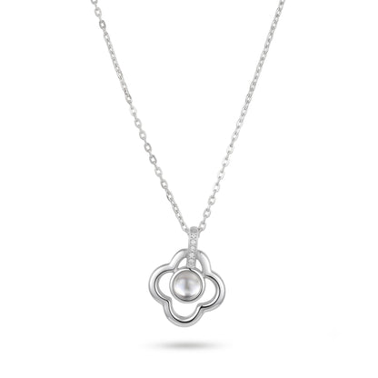 Silver Floral Pearl Necklace