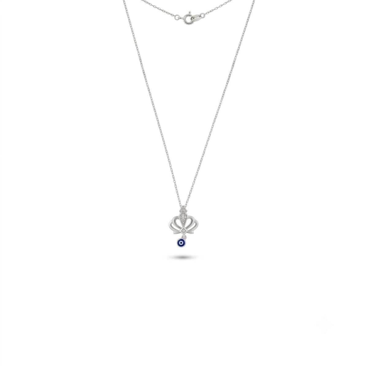 Silver Crown Evil Eye Necklace
