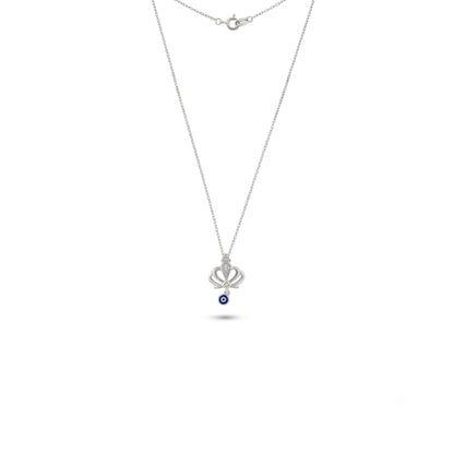 Silver Crown Evil Eye Necklace