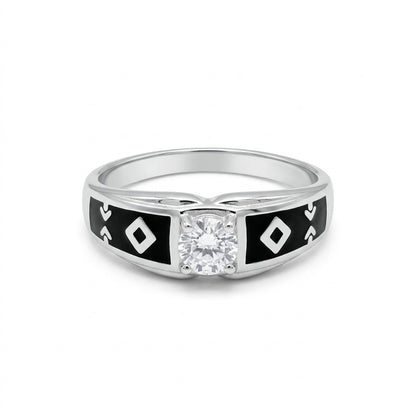 Silver Geometric Solitaire Ring